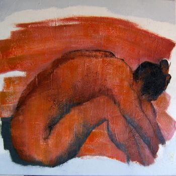 Painting titled "Ocre rouge" by Hélène Mayol, Original Artwork, Oil