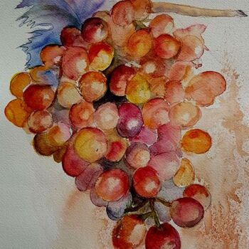 Peinture intitulée "le raisin rose , aq…" par Helene Miaz, Œuvre d'art originale, Aquarelle