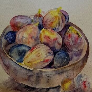 Peinture intitulée "les figues" par Helene Miaz, Œuvre d'art originale, Aquarelle