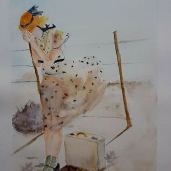 "la jeune fille dans…" başlıklı Tablo Helene Miaz tarafından, Orijinal sanat, Suluboya