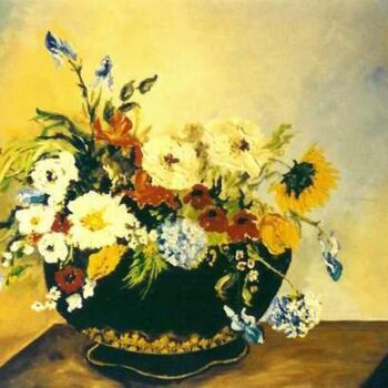 Pintura intitulada "bouquet champêtre" por Hélène Molina, Obras de arte originais, Óleo