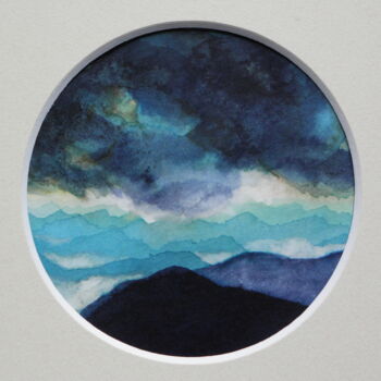 Peinture intitulée "Paysage de Montagne…" par Hélène Mongin, Œuvre d'art originale, Encre Monté sur Carton