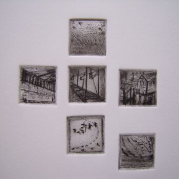 Отпечатки и Гравюры под названием "Voie ferrée, paysag…" - Hélène Mongin, Подлинное произведение искусства, Травление