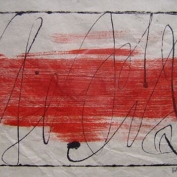 Gravures & estampes intitulée "Calligraphie 1" par Hélène Mongin, Œuvre d'art originale, Monotype