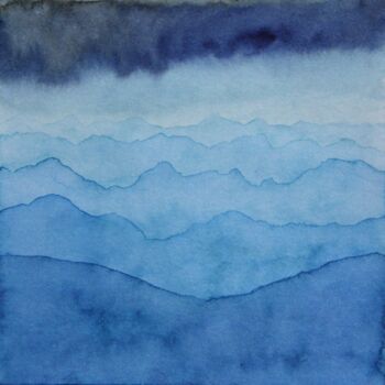Peinture intitulée "Paysage de montagne…" par Hélène Mongin, Œuvre d'art originale, Encre Monté sur Carton