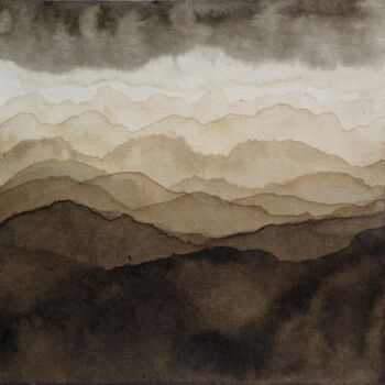 Ζωγραφική με τίτλο "Paysage de montagne…" από Hélène Mongin, Αυθεντικά έργα τέχνης, Μελάνι