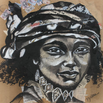 Disegno intitolato "Ethiopienne" da Hélène Py, Opera d'arte originale, Carbone