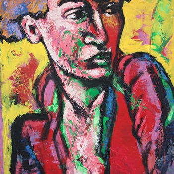 Painting titled "Portrait" by Hélène Py, Original Artwork, Acrylic