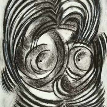 Drawing titled "Jumo" by Hélène Roberge, Original Artwork, Charcoal