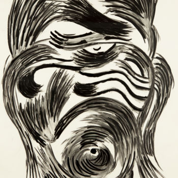 Drawing titled "Oume" by Hélène Roberge, Original Artwork, Charcoal