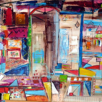 Malarstwo zatytułowany „Bazar oriental” autorstwa Helene Rousselot, Oryginalna praca, Akryl