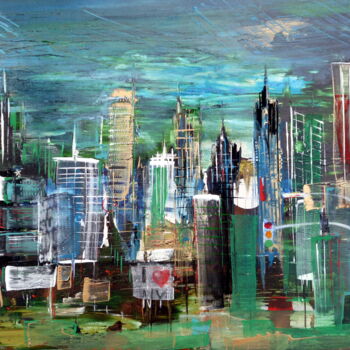 Painting titled "The Big Apple" by Helene Rousselot, Original Artwork, Oil