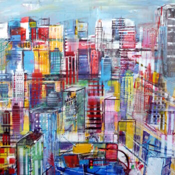 Painting titled "Midtown Manhattan 4…" by Helene Rousselot, Original Artwork, Acrylic