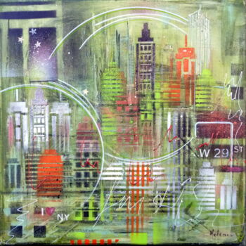 Painting titled "29 th Street" by Helene Rousselot, Original Artwork, Acrylic