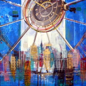 Peinture intitulée "Horloge astronomique" par Helene Rousselot, Œuvre d'art originale, Acrylique