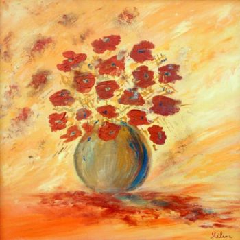 Pintura intitulada "Bouquet cuivré" por Helene Rousselot, Obras de arte originais