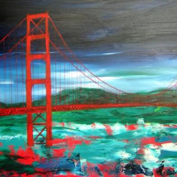 Malerei mit dem Titel "Golden Gate" von Helene Rousselot, Original-Kunstwerk