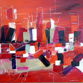 Painting titled "downtown.jpg" by Helene Rousselot, Original Artwork