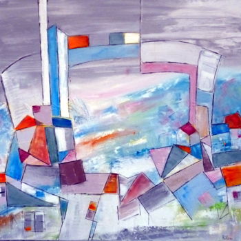 Peinture intitulée "azur-a-l-horizon.jpg" par Helene Rousselot, Œuvre d'art originale