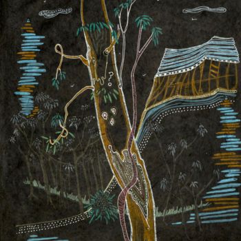 Pittura intitolato "Arbre-rieur-" da Hélène Stevens, Opera d'arte originale