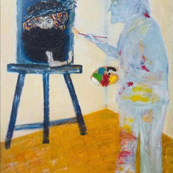 Peinture intitulée "Valentine et son pe…" par Helen Ungar, Œuvre d'art originale, Huile