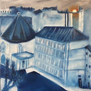 Painting titled "Paris in blues" by Helen Ungar, Original Artwork, Oil