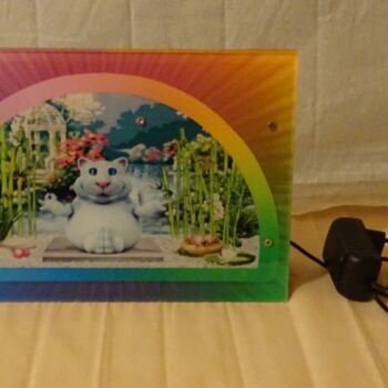 Sculpture titled "«Zen Cat» ☯ - Cadre…" by Rainbow, Original Artwork, Digital Print