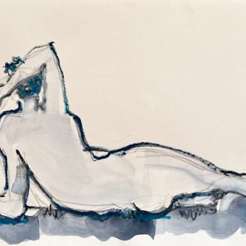Dessin intitulée "Gorkem allongé de d…" par Helene Vogel, Œuvre d'art originale, Aquarelle