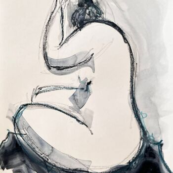 Drawing titled "Clarinha au bâton" by Helene Vogel, Original Artwork, Charcoal