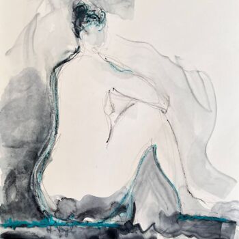 Disegno intitolato "Clarinha assise de…" da Helene Vogel, Opera d'arte originale, Carbone