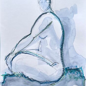 Drawing titled "Clarinha assise maj…" by Helene Vogel, Original Artwork, Charcoal