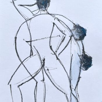 Zeichnungen mit dem Titel "Gorkem danse géomét…" von Helene Vogel, Original-Kunstwerk, Kohle