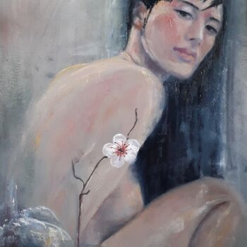 Painting titled "Ikebana" by Hélène Zanet, Original Artwork, Oil