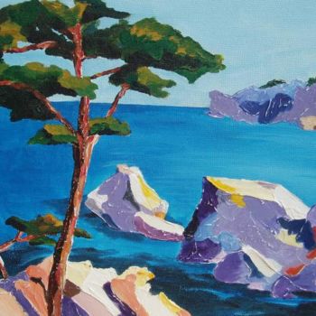 Painting titled "Calanque" by Hélène Kauffmann Chambost, Original Artwork