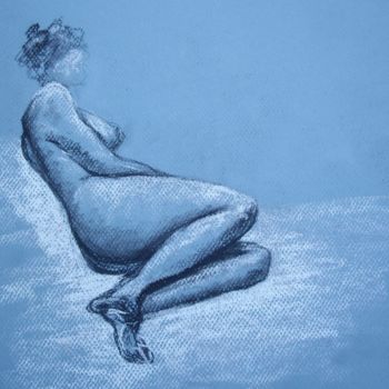 Drawing titled "LA PAUSE NUE" by Helene Rouillier, Original Artwork, Other