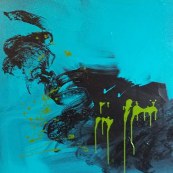 Pittura intitolato "Abstrait bleu" da Helene Rouillier, Opera d'arte originale, Acrilico
