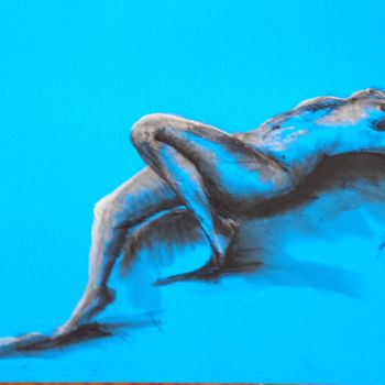 Рисунок под названием "la nue en bleu" - Helene Rouillier, Подлинное произведение искусства, Пастель