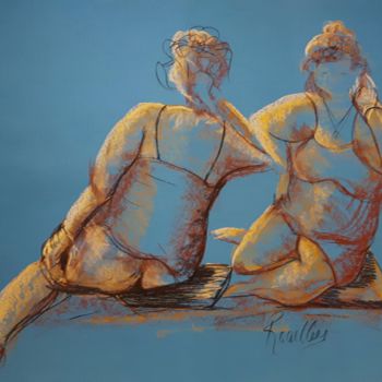 Pittura intitolato "La femme a demi nue" da Helene Rouillier, Opera d'arte originale, Pastello