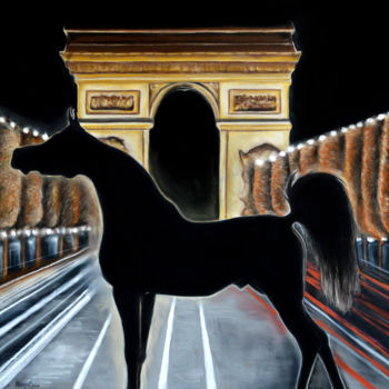 Rysunek zatytułowany „Paris by night” autorstwa Hélène Roux, Oryginalna praca, Pastel