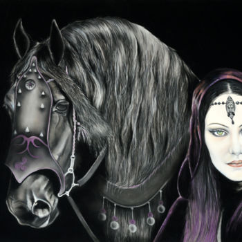 Drawing titled "Harmonie médiéval" by Hélène Roux, Original Artwork, Pastel