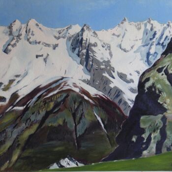 Painting titled "Mountain chain. Mon…" by Helen Hill, Original Artwork, Oil