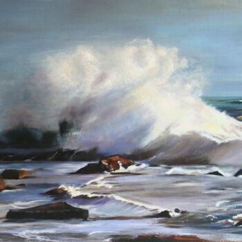 Painting titled "Wave light" by Helen Hill, Original Artwork, Oil