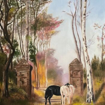 Painting titled "In the park. The to…" by Helen Hill, Original Artwork, Oil