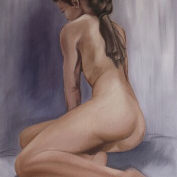 Painting titled "Nude morning" by Helen Hill, Original Artwork, Oil