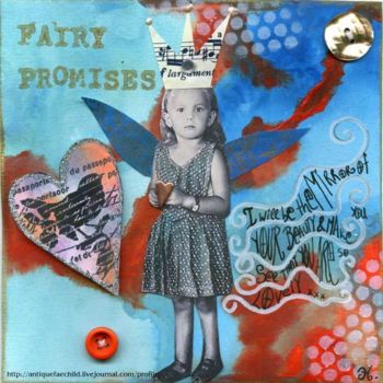 Коллажи под названием "Fairy promise colle…" - La Fée Antique, Подлинное произведение искусства