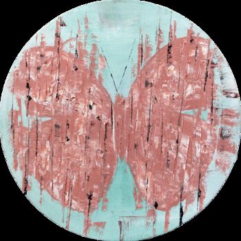 제목이 "BUTTERFLY ROSA"인 미술작품 Helen She로, 원작, 기름 나무 들것 프레임에 장착됨