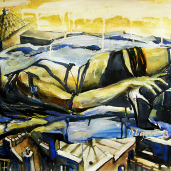 Картина под названием ""Above the city on…" - Helga Balaban, Подлинное произведение искусства, Масло