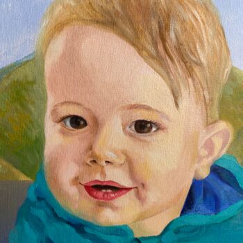 Painting titled ""Portrait of a chil…" by Helga Balaban, Original Artwork, Oil