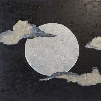 Schilderij getiteld "Skyscape No.1 Silve…" door Helga G, Origineel Kunstwerk, Acryl