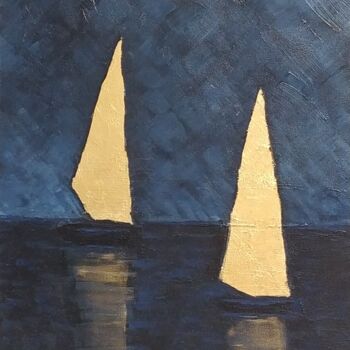 Schilderij getiteld "Night sails" door Helga G, Origineel Kunstwerk, Acryl